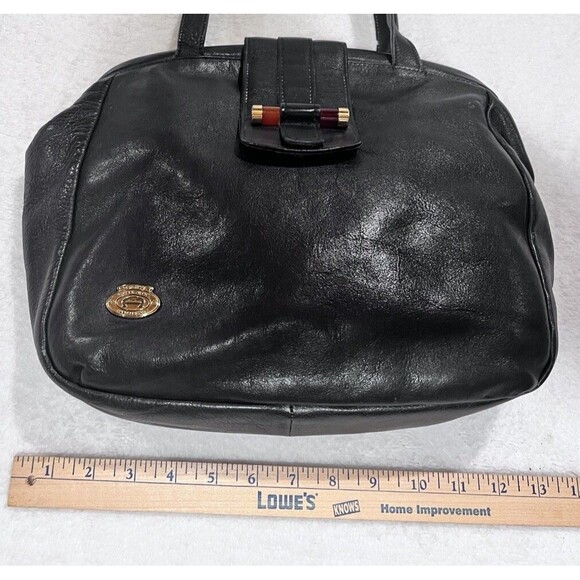Etienne Aigner Vintage Leather Shoulder Bag Purse In Black W/ Bakelite Closure - Picture 14 of 14